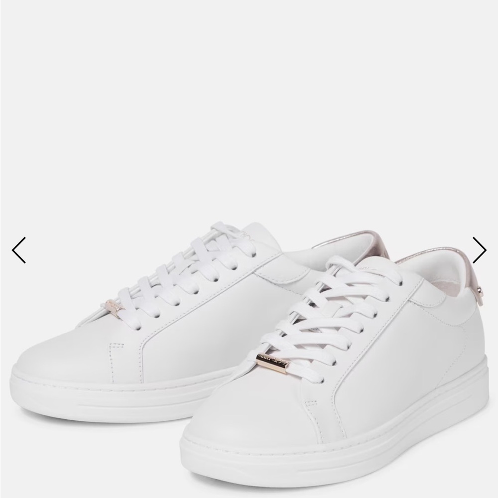 Jimmy Choo White Leather Sneakers 38 1/2